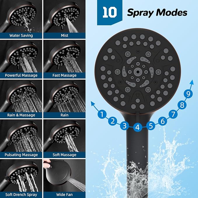 Hibbent cUPC Certified All Metal 12" Rainfall Showerhead Combo, High Pressure - Image 2