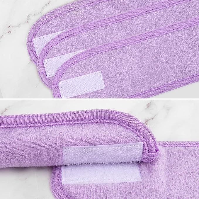 Whaline Spa Facial Headband 4 Packs Head Wrap Terry Cloth Headband Adjustable - Image 5