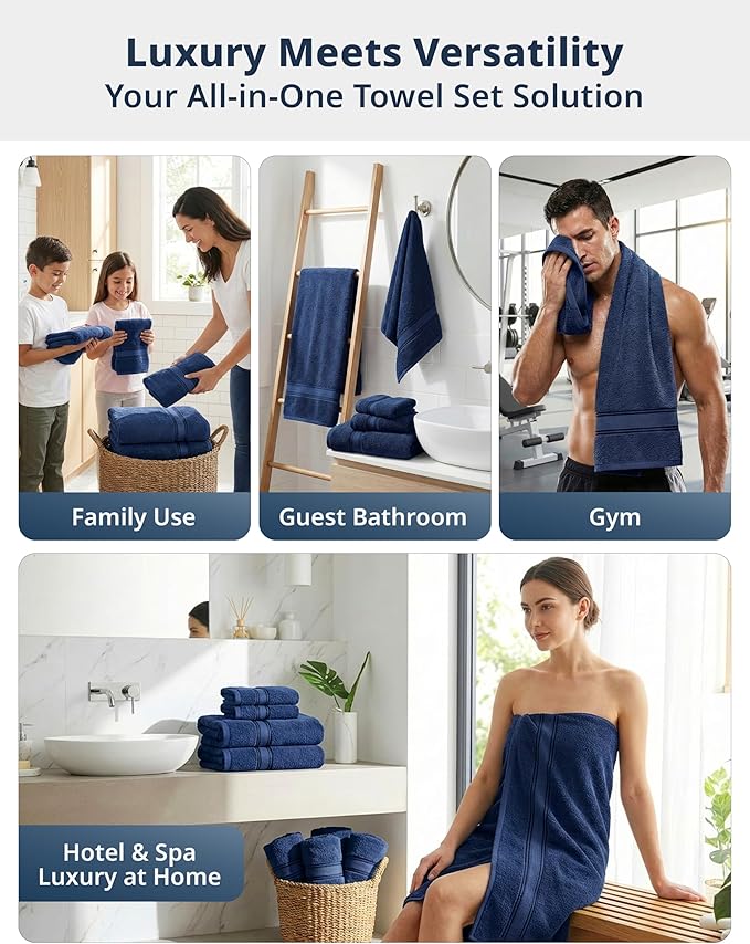 LANE LINEN 100% Mercerized Cotton Bath Towel Set of 18 – Zero Twist Shower - Image 5