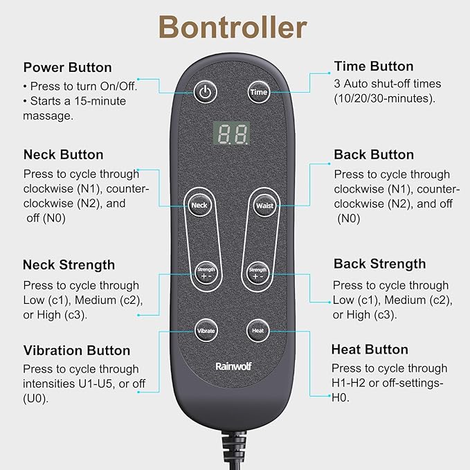 Rainwolf Shiatsu Neck and Back Massage Cushion - Image 6