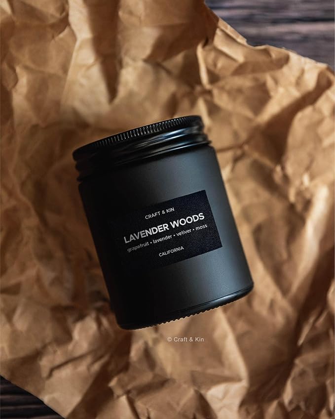 Craft & Kin Premium Lavender Woods Candle | Black Scented Candles - Image 5
