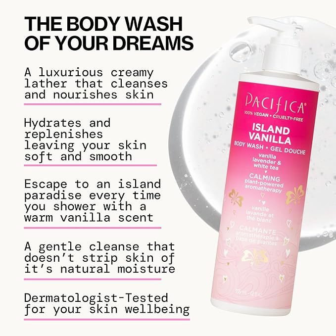 Pacifica Island Vanilla Body Wash Aloe + Hyaluronic Acid, Daily Cleansing - Image 6