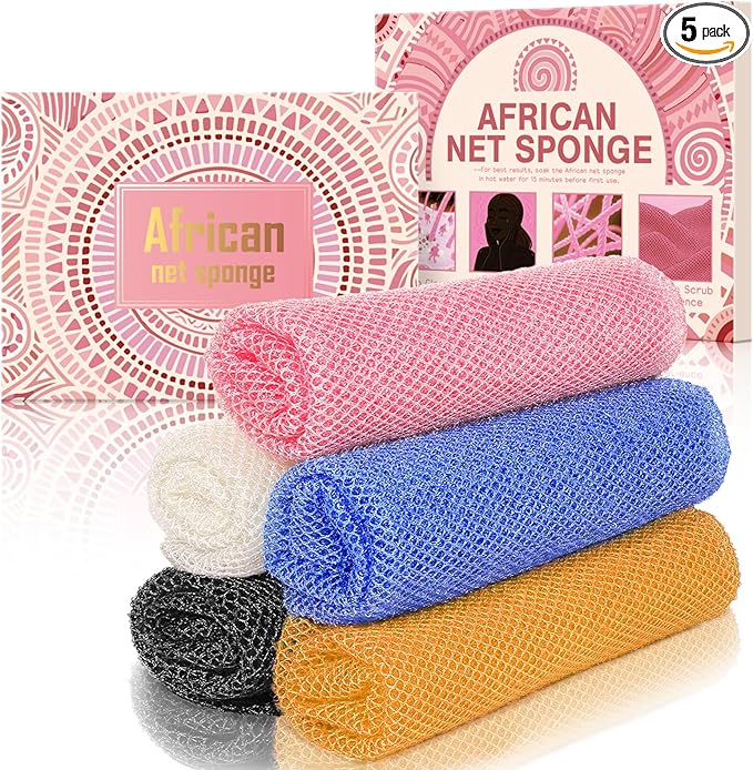 5 Pieces African Net Sponge – Deep Cleansing & Exfoliating Mesh by SpiralScgv