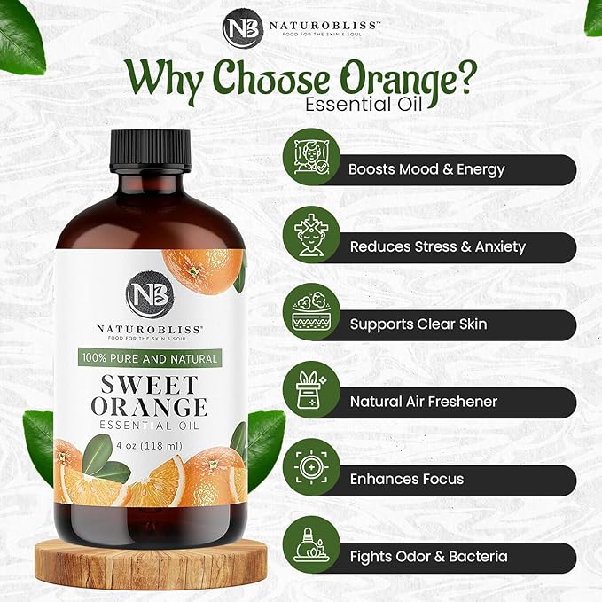 NaturoBliss 100% Pure & Natural Sweet Orange Essential Oil Therapeutic Grade - Image 2