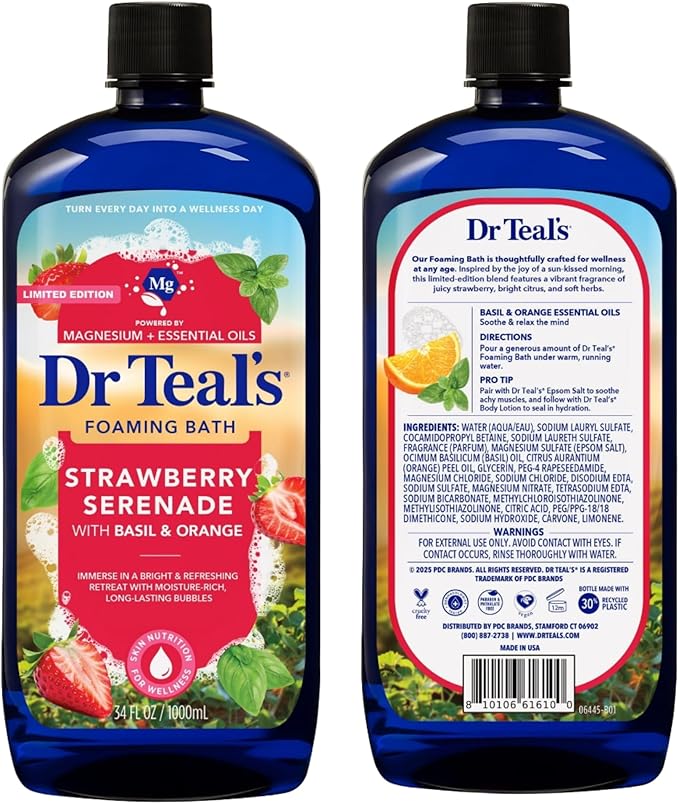 Dr Teal's Limited Edition Strawberry Serenade Pure Epsom Salt and Foaming Bath - Image 4