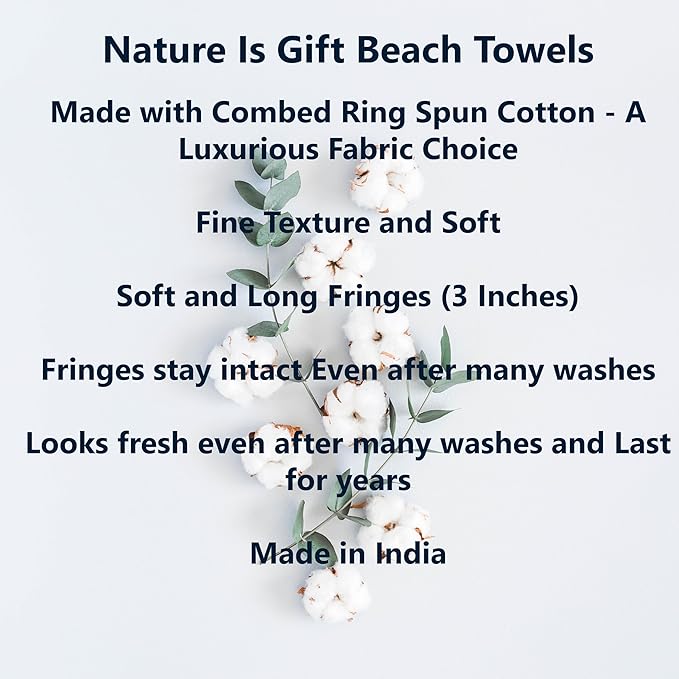 Beach Towel 100% Cotton Turkish Beach Towel Adult 38x70 Inch Pre-washed - Image 3