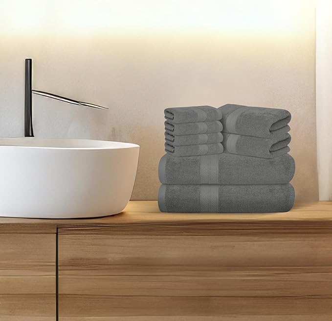 Avalon Towels Luxury 8 Piece Grey Towels Set, 2 Bath Towels, 2 Hand Towels and - Image 6