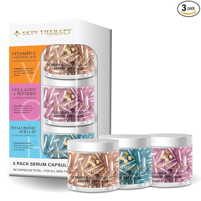 My Beauty Spot Facial Serum Capsules 3 Pack 90pcs Vitamin C Serum, Hylunaric by My+Beauty+Spot