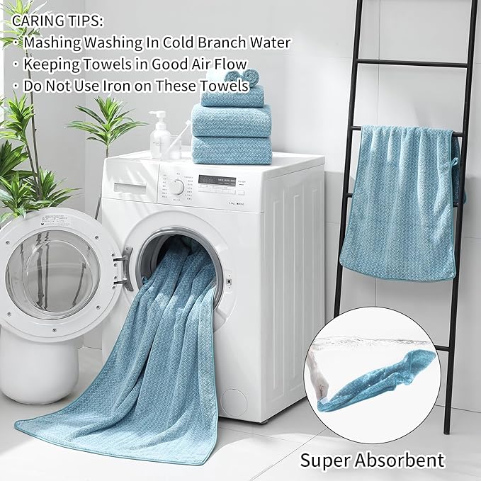 Ultra Soft Bath Towel Set, 12 Piece Family Bathroom Towels Set - Image 6