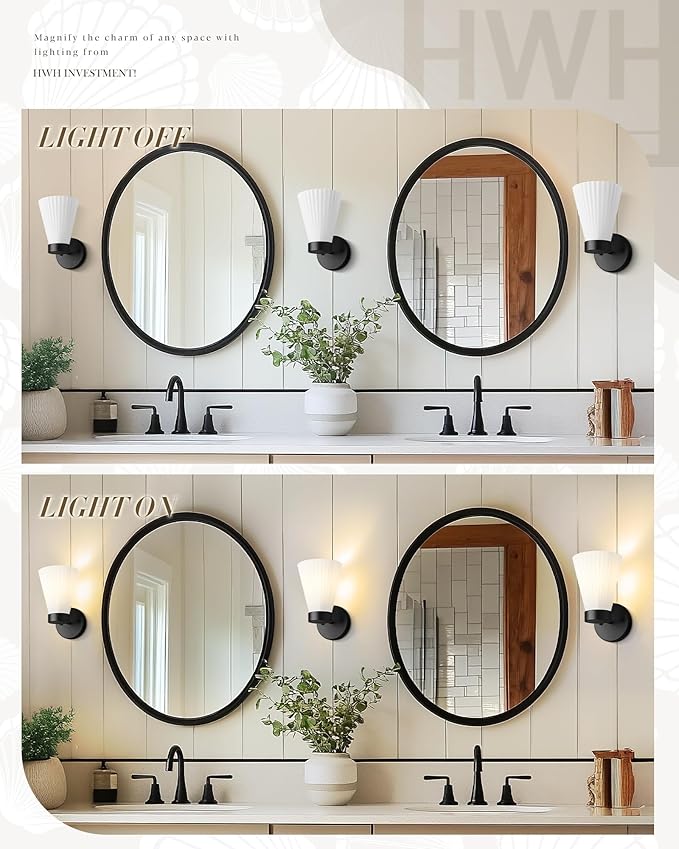 Bathroom Wall Sconce Set of Two, HWH Wall Vanity Light - Image 5