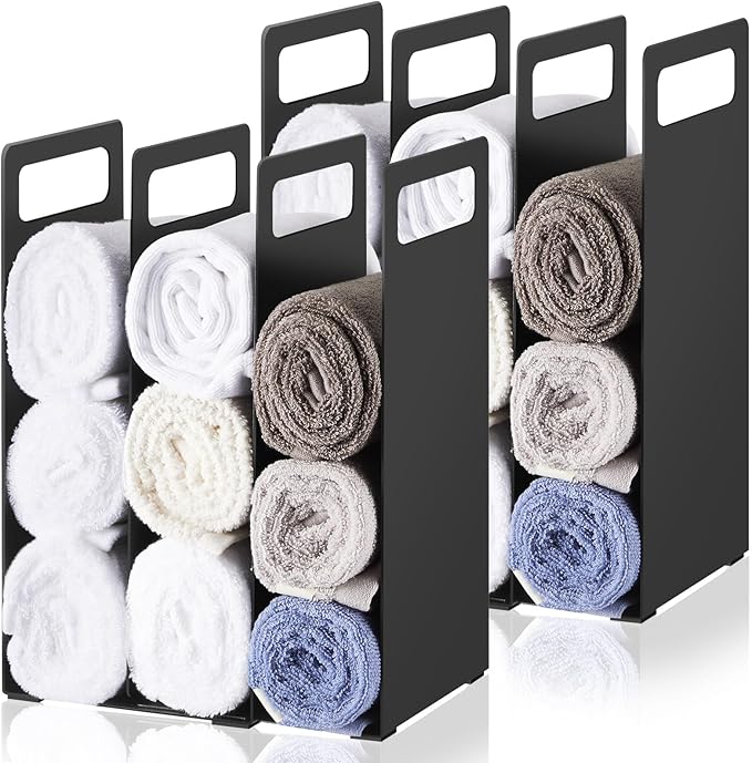 LEIFIDE Set of 4 Interlocking Towel Organizer Metal Bathroom Towel Storage Rack by LEIFIDE