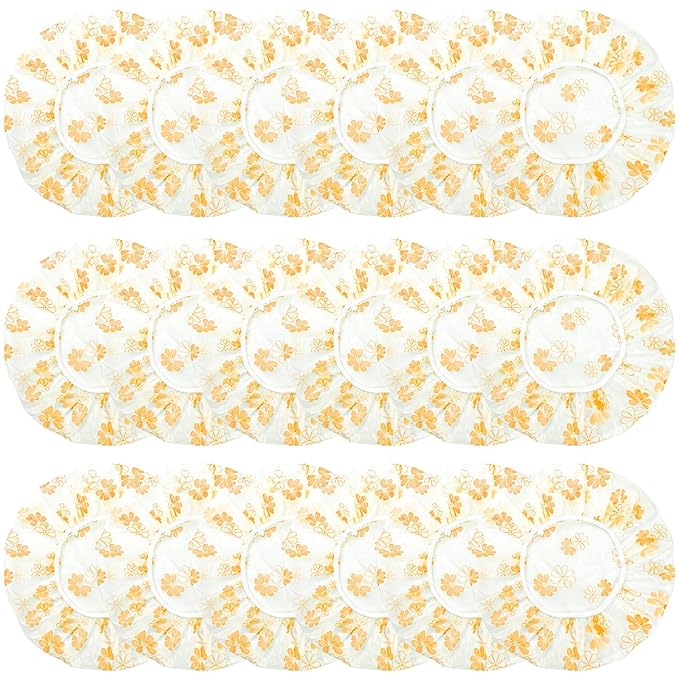 18Pcs Plastic Shower Caps for Women Waterproof Bath Caps Bathing Hair Cap by ZGQHZR