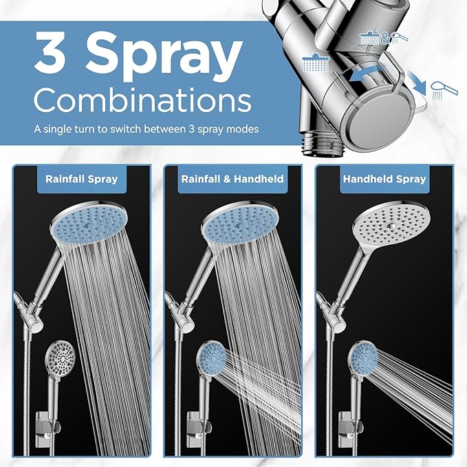 MakeFit Dual Filtered Shower Heads Combo, High Pressure Rain Shower Head - Image 6