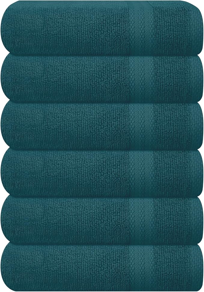 GLAMBURG Ultra Soft 6-Piece Hand Towel Set 16x28-100% Ringspun Cotton by GLAMBURG