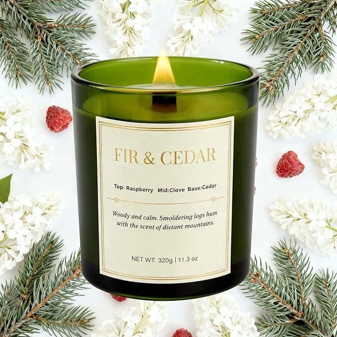 2 Pack Wood Wick Scented Candle Gift Set –Balsam Fir & Cedarwood Natural Soy - Image 2
