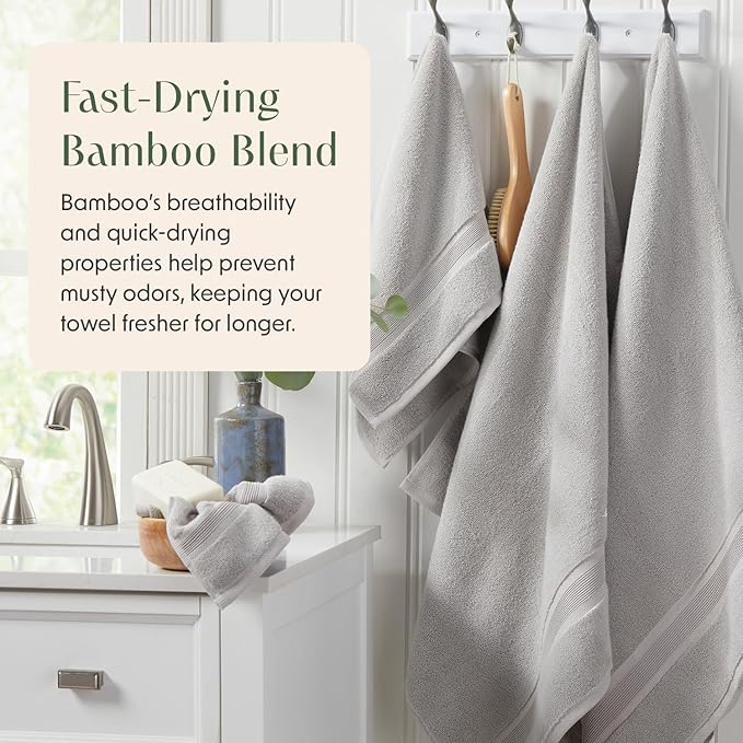 Springtree Home Luxury Bamboo Rayon Bath Towel Set of 4 | 35% Bamboo Rayon - Image 3