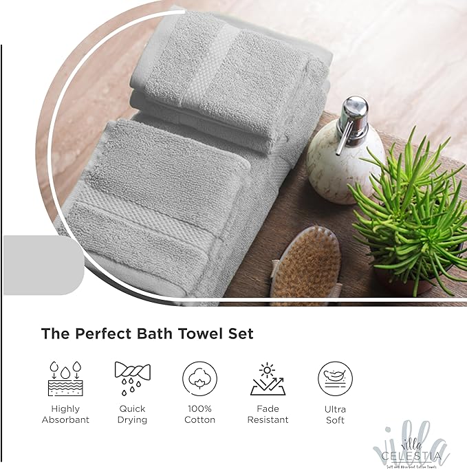 100% Cotton Bath Towel Set of 24-6 Bath Towels, 6 Hand Towels, 12 Wash Cloths - Image 3