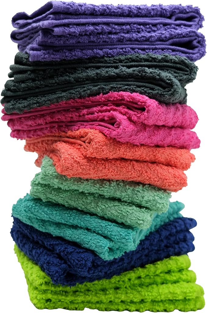 ZUPERIA Zigzag Multicolor Wash Cloths -8 Pack -12" x 12"- Highly Absorbent Soft - Image 2