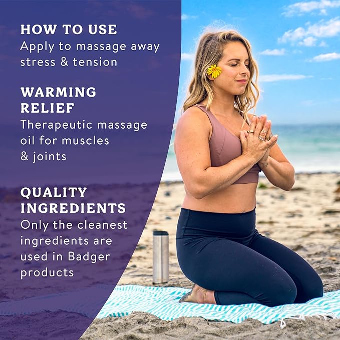 Badger Ginger Massage Oil, 100% Organic Massage Oil, w/Arnica Oil & Cayenne - Image 5