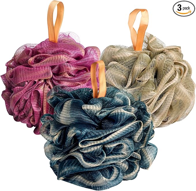Fishent Bath Sponge Shower Loofahs 60g, 3 Pack Soft Net Body Scrubber, Durable by Fishent