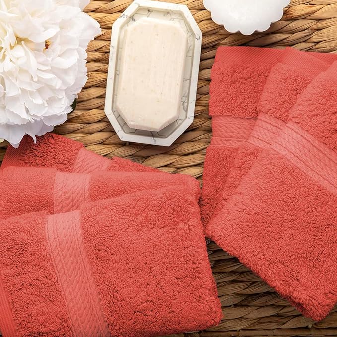 SUPERIOR Egyptian Cotton Pile Face Towel/Washcloth Set of 6, Ultra Soft Luxury - Image 3