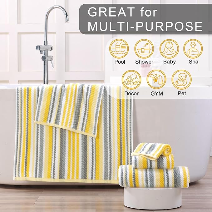 Yellow Striped Washcloths 6PC - Image 3