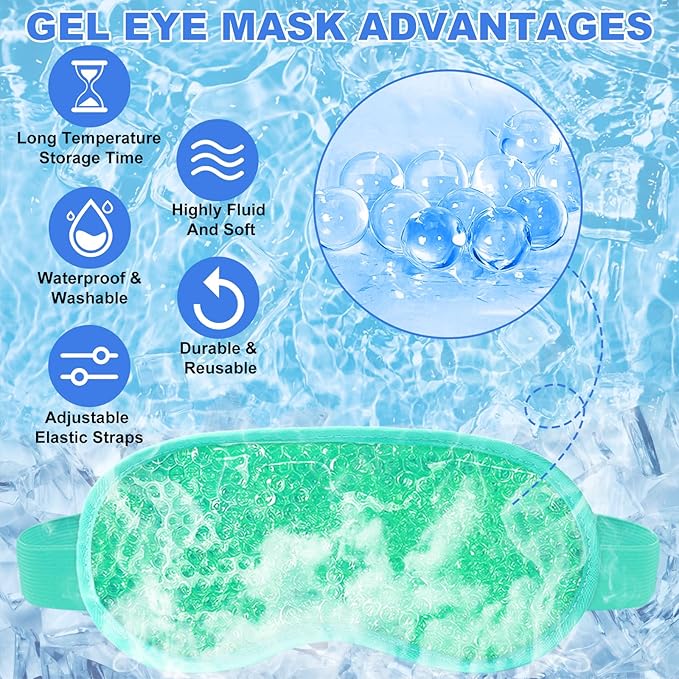 candyfouse 2Pack Cold Cooling Eye Mask, Reusable Hot Colder Therapy Gel Bead - Image 2