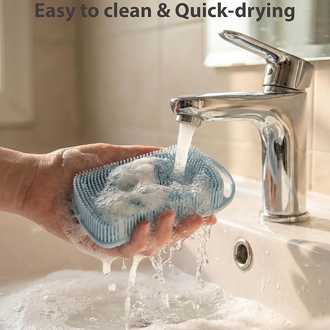 2 PC Silicone Body Scrubber, 2 in 1 Exfoliating Shower Bath Scrubber, Soft - Image 4