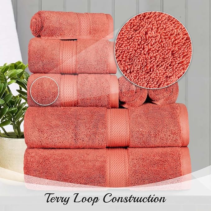 SUPERIOR Egyptian Cotton Pile Face Towel/Washcloth Set of 6, Ultra Soft Luxury - Image 5