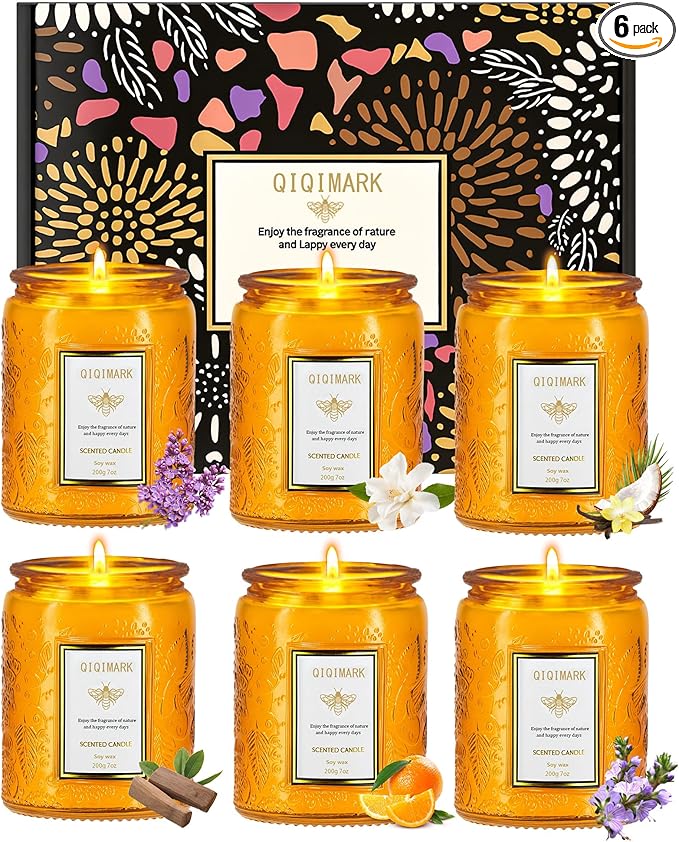 Mother’s Day Candles Gift Set for Mom, Natural Soy Wax Scented Jar Candles by QIQIMARK