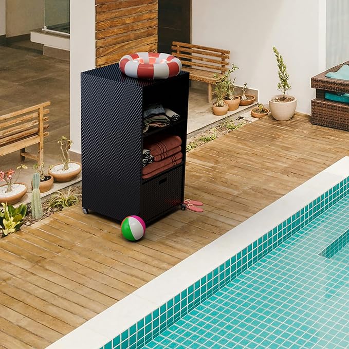 HOOYEAH Pool Towel Rack Outdoor, Waterproof PE Plastic Rattan Wicker Pool - Image 6