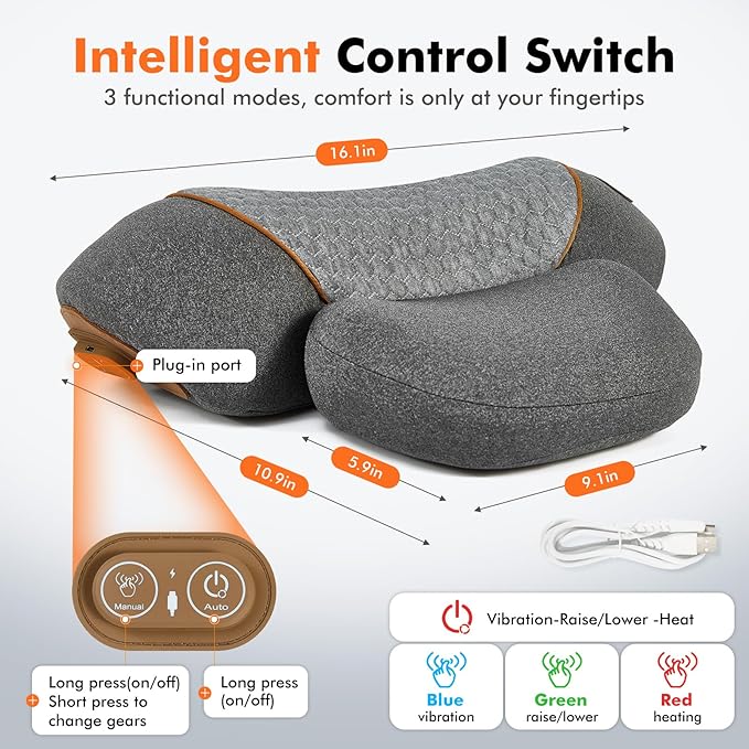 Gifts for Family, 3-in-1 Electric Neck Massager Pillow for Bed - Image 6