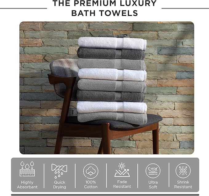 600 GSM 100% Cotton Bath Towels, Highly Absorbent, Quick Dry, 4 Pieces Combed - Image 3