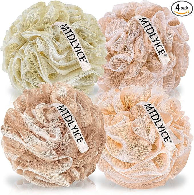 MTDLYICE Loofah Sponge, XL Large Loofah 75g 4 Pack, Bath Sponge Soft Mesh Shower by MTDLYICE