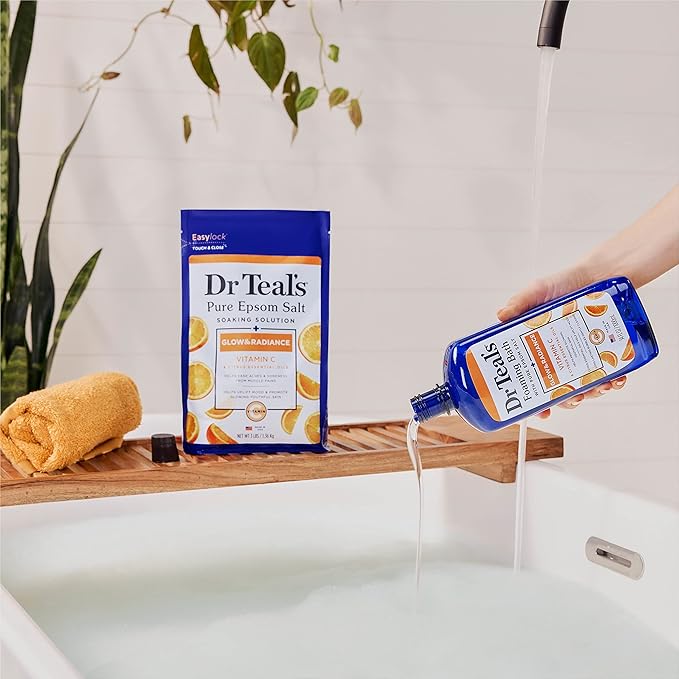 Dr Teal's Salt Soak with Pure Epsom Salt, Glow & Radiance with Vitamin C & - Image 8