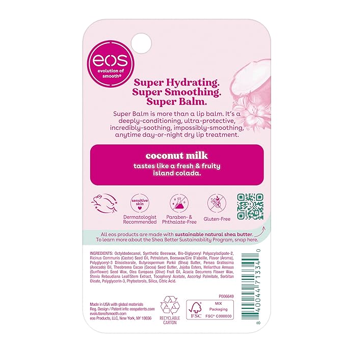 eos 24H Moisture Super Balm- Coconut Milk, Lip Mask, Day or Night Lip Treatment - Image 7
