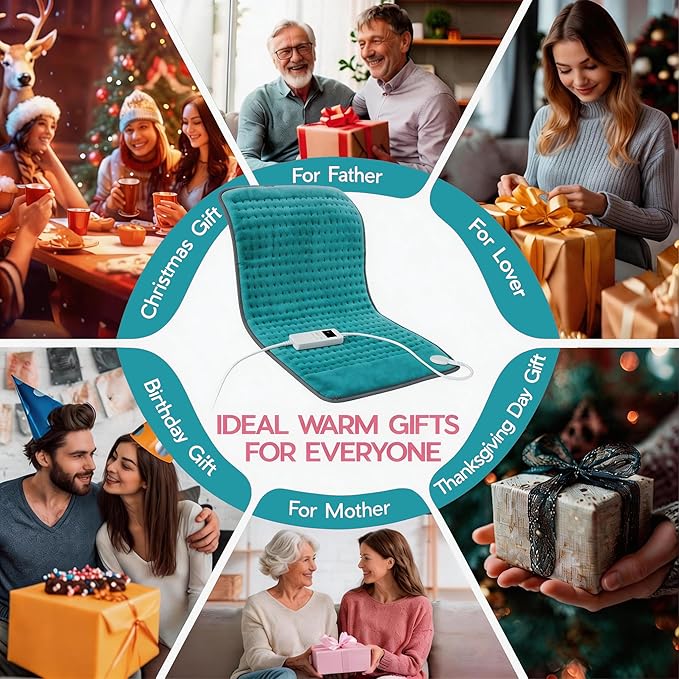 Cyan Heating Pad for Gifts Soothing Heat Therapy for Women & Men, Perfect - Image 8