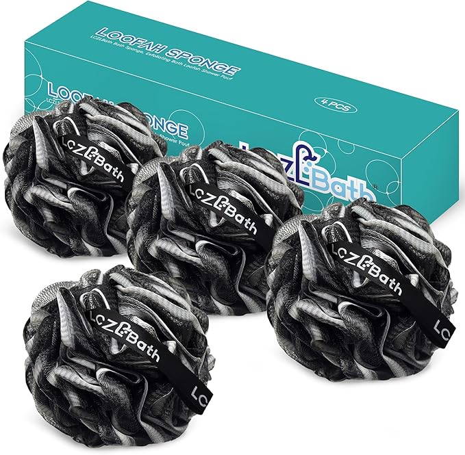 Shower Loofah 4PCS Soft Bath Body Sponge 60g Loofa Set Thick Wash Puffs by LCZLBathOfficial