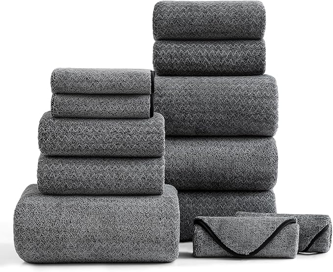 Ultra Soft Bath Towel Set, 12 Piece Family Bathroom Towel Set by BEDDING