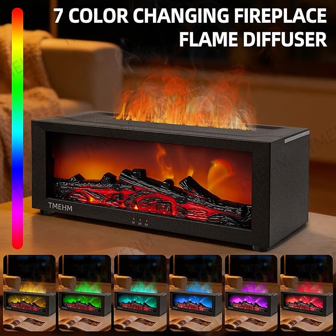 TMEHM Fireplace Flame Air Diffuser Humidifier, 7 Colors Aromatherapy Essential - Image 5