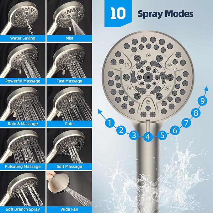 Hibbent All Metal CUPC Certified Shower Head, Handheld Showerhead Combo - Image 5
