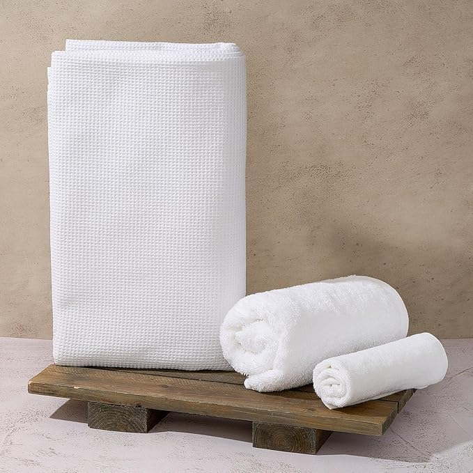 Juexica 2 Pack 70" x 30" Sauna Blanket Insert Towel Cotton Soft Waffle - Image 6