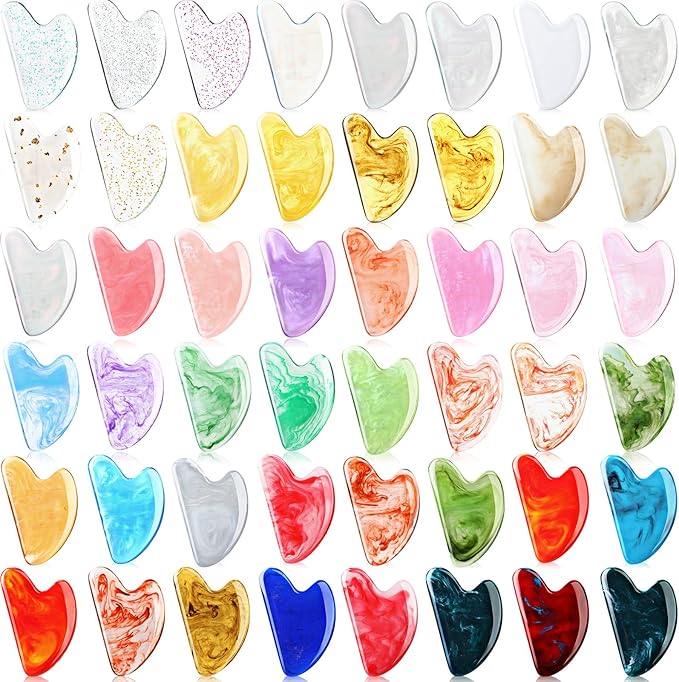 Sherr 48 Pcs Gua Sha Facial Tool Resin Gua Sha Massage Tool Heart Shaped Facial by Sherr