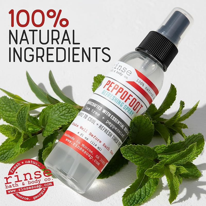 Rinse Bath & Body Peppermint Foot Spray - 4oz Handmade All Natural Cooling Foot - Image 4