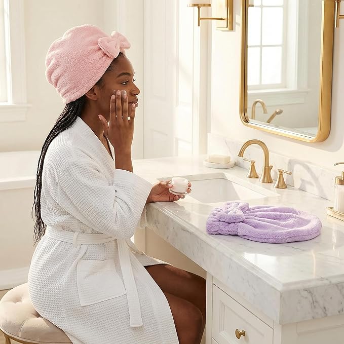 Microfiber Hair Towel Wrap for Thick Damaged Hair, Quick Drying Hair Turban - Image 7
