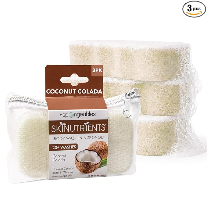 Spongeables Body Wash in a 20+ Wash Sponge, Coconut Colada by Spongeables
