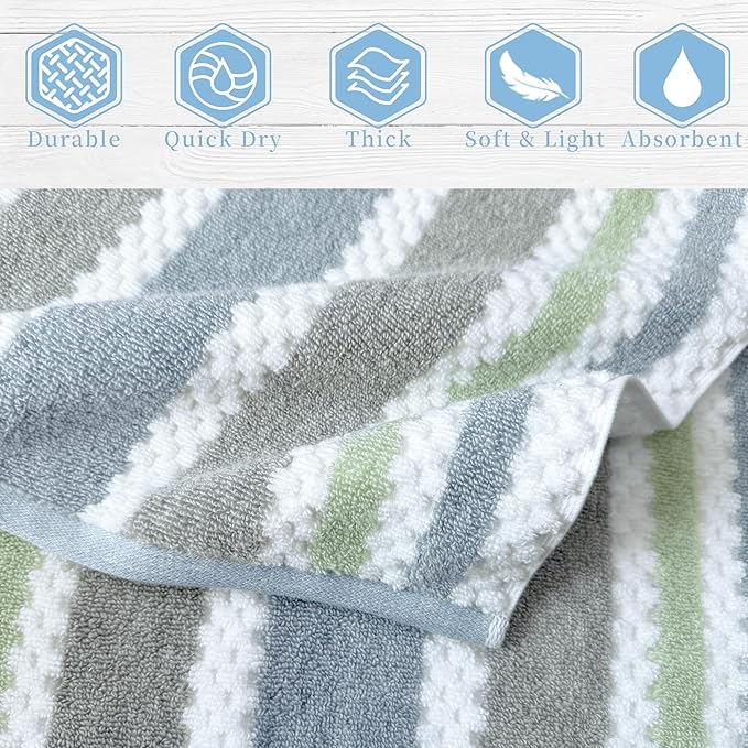 Waffle Hand Towels, Durable Striped Hand Towel - Image 2
