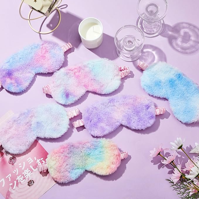 Geyoga 24 Pcs Plush Sleep Eye Mask Silk Furry Eye Covers - Image 4