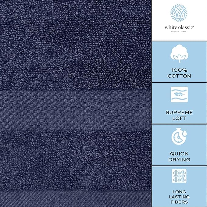 White Classic Luxury Bath Towels Set of 4 Large - Image 7