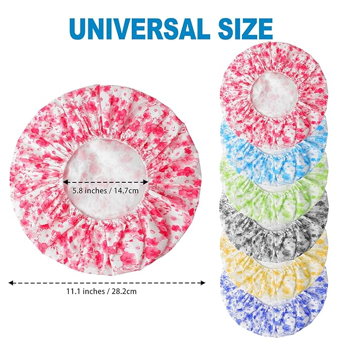 6 PCS Shower Caps for Women, Double Side Waterproof Shower Cap, Reusable - Image 3